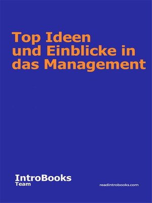 cover image of Top Ideen und Einblicke in das Management